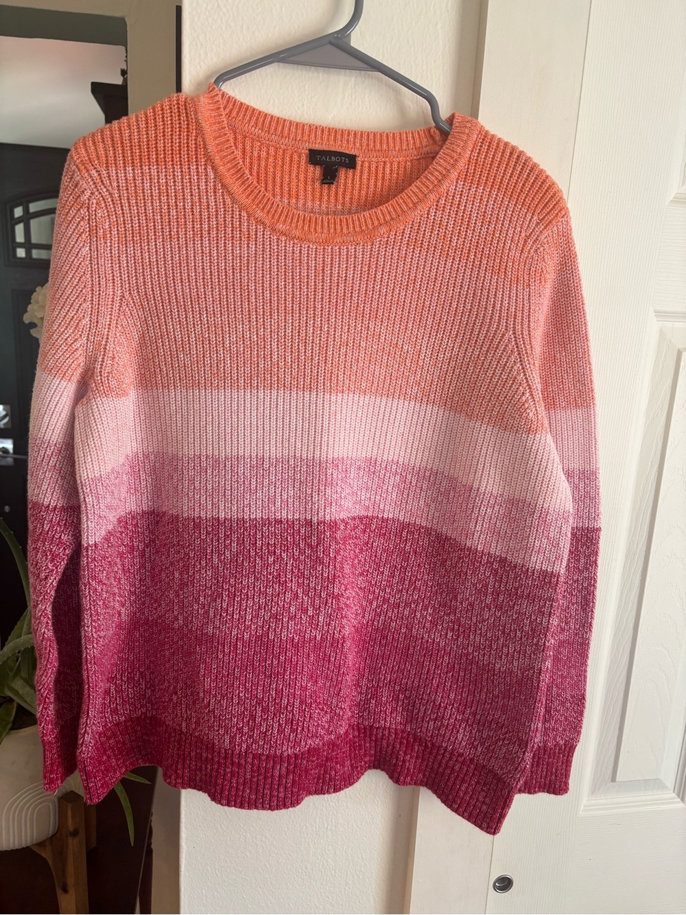 Talbots Ombre Crewneck Sweater - Coral, Light Pink & Deep Pink